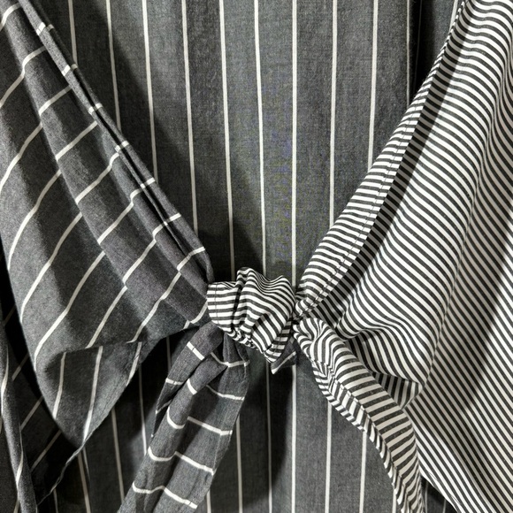 Pleione Anthropologie Mixed Media Tie-Front Striped Dress - Picture 4 of 10